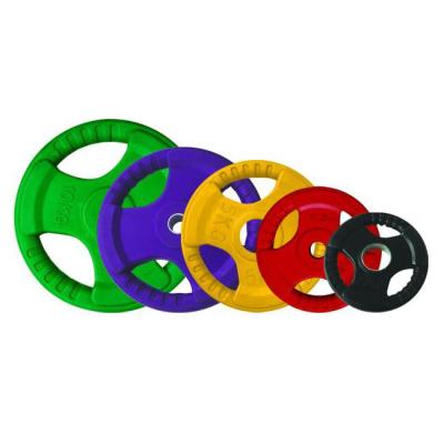 China Home Use Color Rubber Coated Weight Plate With Tri Handles for sale