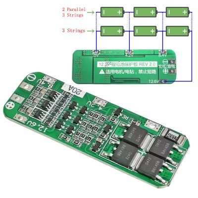 China PCB BMS Protection Board For 3S 20A 18650 Li-ion Lithium Battery Charger PCB BMS Protection Board 3S 20A 18650 Battery Charger Motor 12.6V Lipo Cell Module for sale