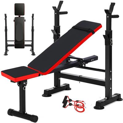 China 2021 Commercial Popular Gym Bench Folding Multifunctional Weight Bench With Barbell Rack Set Strength Forming Easy Storage Weight Chair for sale