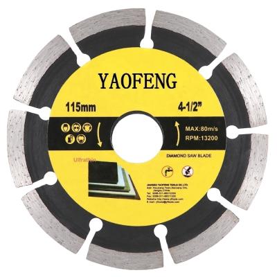 China Professional Working Tools 4.5inch 115mm Long Diamond Cutting Disc 10mm Segmented Size Diamond Saw Blade for sale