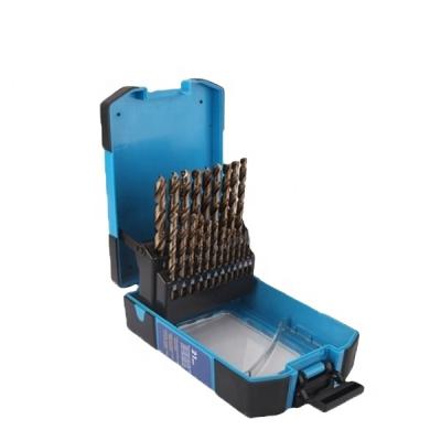 China Drilling Holes High Quality 21pcs DIN338 M35 HSS Twist Drill Bits Set For Metal And Stainless Steel Drilling for sale