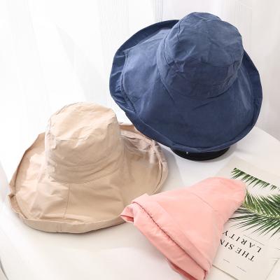 China Custom Wide Bucket Hat Unisex Wide Brim Sun Shade Factory Brim Sun Shade Fisherman Bucket Hat With Strings for sale