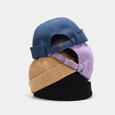 China Retro COMMON premium quality simple trend baseball cap autumn and winter custom logo corduroy brimless hat for sale