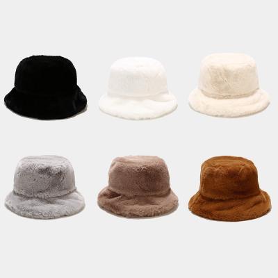 China Fashion\New Design Solid Color Women's Winter Plush Bucket Hat Fashion Furry Windproof Bucket Hat Wholesale Warm Comfortable\Durable Fisherman Hat for sale