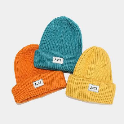 China Waterproof Premium Solid Color Quality Winter Beani Hats Women Thick Warm Patch Logo Knit Beanie Custom for sale