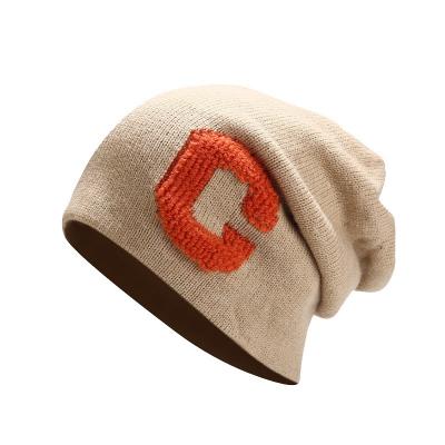 China Fashionable Loose Knitted Toe Cap Youth Knitted Beanie Hearing Protection Hat Factory Custom Letter C JOINT for sale