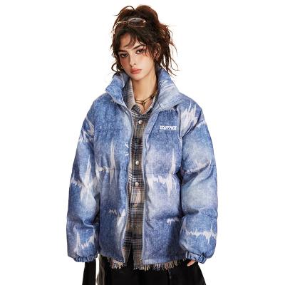 China QUICK DRY OEM custom design of High Street tie-dye letter print Hip Hop padded parka for men Oversize casual warm thick down jacket for sale