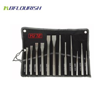 China 40Cr FLOURISH 14pcs 40Cr Steel Punch and Chisel &Punch and Chisel Set Set for sale