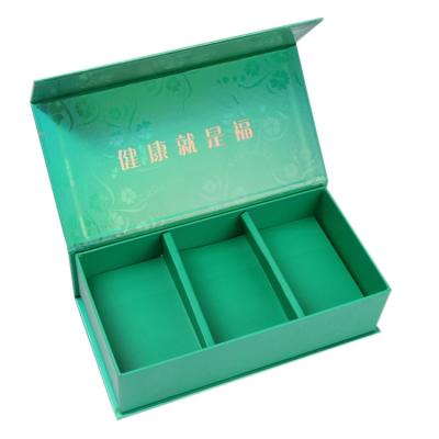 China Handmade Custom Hot Sale Rigid Cardboard Colse Decorative Magnetic Paper Box With Dividers For Green Food Health Care Products Packaging for sale