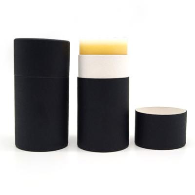 China Handmade Custom Plain Kraft Paper Printing Black Biodegradable Recyclable Paper Tube 0.3/0.5/1/2/2.5 Ounce Lift Up Lip Balm Tube Container for sale