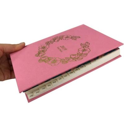 China High quality custom a5 a4 a6 pink canvas hardcover printed notebooks printed paper journals fold foil logo index notebook printing maker for sale