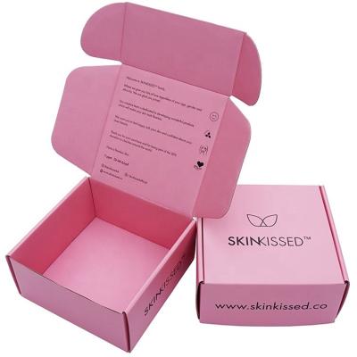 China Custom Cosmetic Corrugated Mailing Box Skin Care Products Listing Recyclable Pink Printed Mailing Box for sale