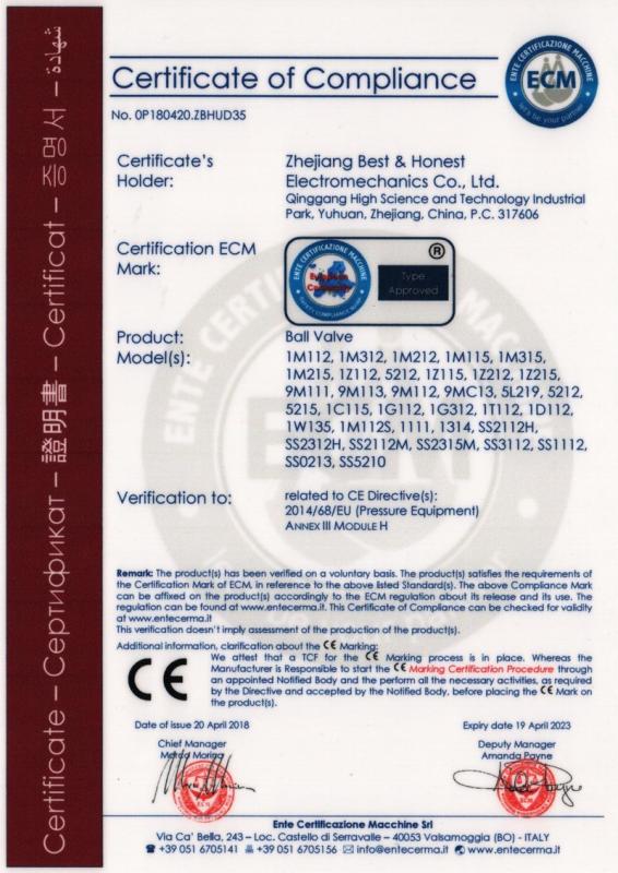 CE - Zhejiang Best & Honest Electromechanics Co., Ltd.