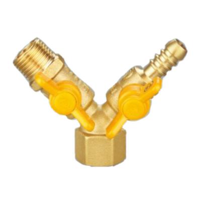 China General High Quality Yellow Handle Bsp Female Thread Double Connection Brass Gas Ball Valve for sale