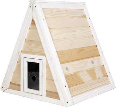 China Breathable Outdoor Cat House for Feral Kitties Weatherproof Wood Cat Shelter with Escape Door Wooden Cat House for sale