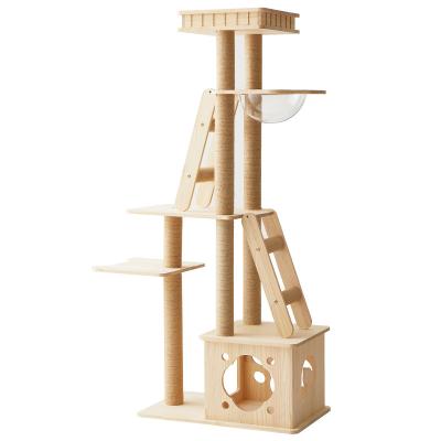 China Multi-Layer Customization Cat Tree Cat House Wooden Running Support Cat Viable for sale