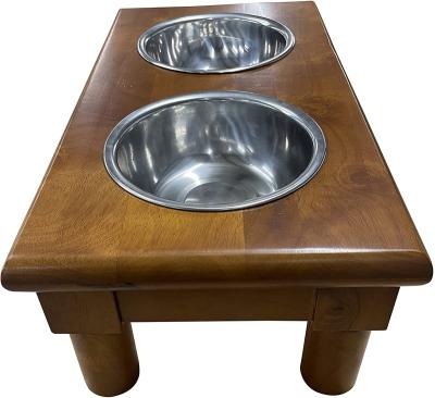 China Automatic Pet Supplies Adjustable Dog Feeder, Wooden Feeding Bowl Suitable For Cats And Dogs for sale