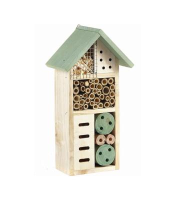 China Small Breathable Wooden Insect Bee House Insect Hotel Cubicle Garden Natural Wooden Nest for sale