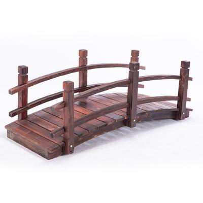 China Easily Assembled Outdoor Garden Arch Bridge Yard Deck Decoration Charred Landscape Wood Bridge for sale