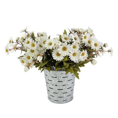 China Europe Metal Plant Pot Metal Round Industry Style Hanging Flower Bucket Customized Metal Decoration Galvanized Flower Vase for sale