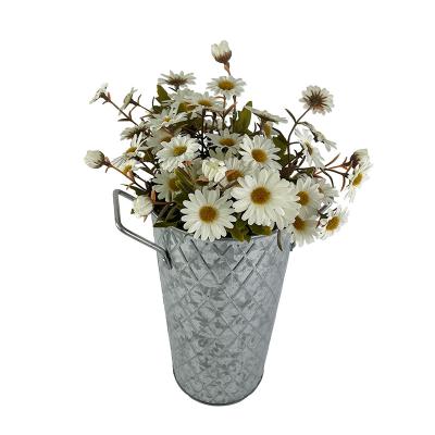 China European Galvanized Metal Flower Bucket Pots French Farmhouse Floor Tall Flower Vases For Table Centerpiece Home Wedding Decorations for sale