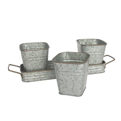 China Europe Style Simple Flower Pots Metal Factory High Quality European Galvanized Pot for sale