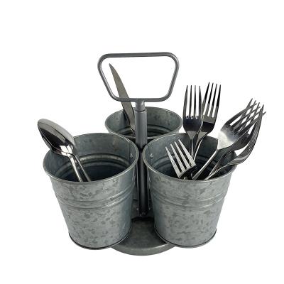 China Sustainable Wholesale Galvanized Steel Kitchen Accessories Cooking Tools Flatware Utensil Storage Cart for sale