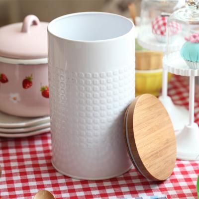 China Viable Manufacturer Customized Colorful Printing China Round Airtight Kitchen Canister Metal Storage Box Set Storage Jar for sale