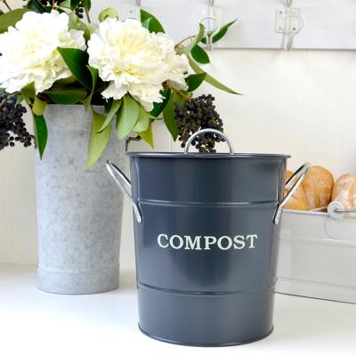 China Metal Viable Garden Galvanized Waste Garbage Waste Recycle Waste Bucket Kitchen Compost Bin Container Bucket For Kitchen Countertop for sale