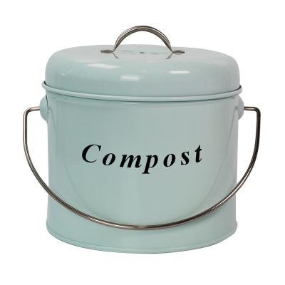 China Sustainable Wholesale Indoor Home Kitchen Galvanized Odorless Metal Food Waste Cart Compost Bin For Kitchen Worktop for sale