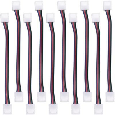 China 10Packs 4-Pin RGB LED Light Strip Connectors 10mm Solderless Unwired Gapless Adapter + 3 Packs L Shape LED Connectors for 3528 for sale