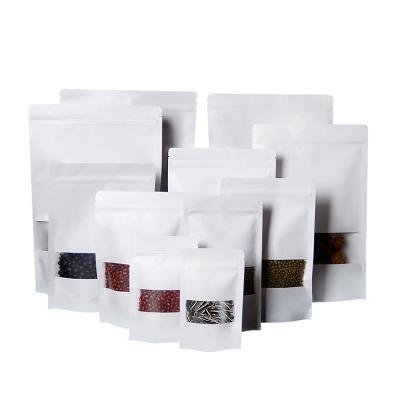 China Recyclable Stand Up Bags Doypack Pouches Food Packaging White Resealable Paper Plain Ziplock Heat Seal Bags With Matte Window for sale