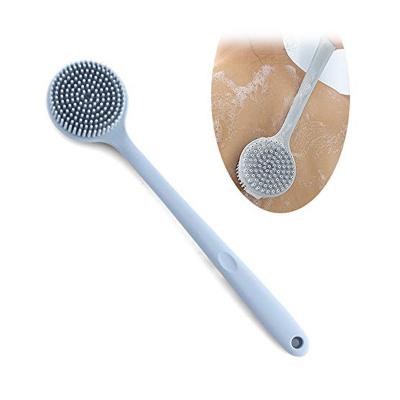 China Long Shower Brush Silicone Scrubber Bath Body Brush For Exfoliating Long Handle Shower Brush With Elastic Bath Shower Towel for sale