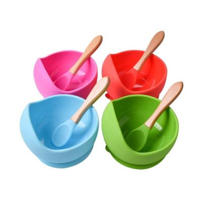 China Manufacturer Wholesale Silicone Baby Low Suction Bowl Spoon Suction Feeding Children Plate Bowl Set for sale