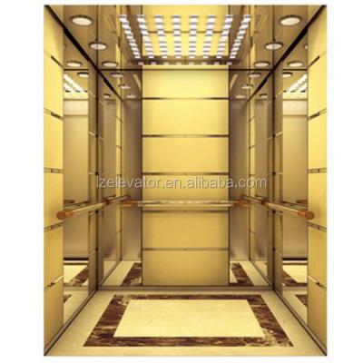 China Residential Elevators Gold Stainless Steel Titanium Elevator Lift For Shopping Mall Use for sale