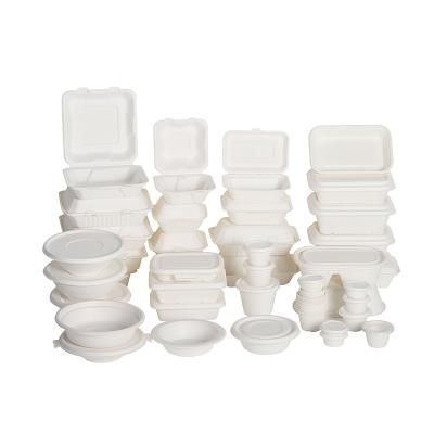 China Disposable Biodegradable Bagasse Food Container Rectangular Lunch Box for sale