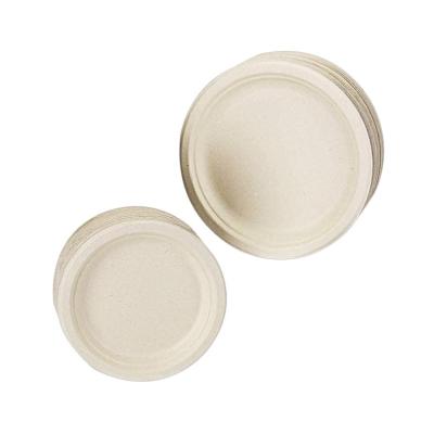 China biodegradable & Compostable Eco Friendly Disposable Biodegradable Sugarcane Bagasse Paper Pulp Round Dinner Food Dish Tableware Set For Party for sale