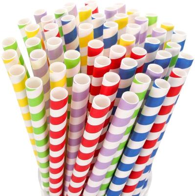 China Art Decor Customized Party Colorful Disposable Biodegradable Coffee Milk Paper Drinking Drinking Paper Straws for sale