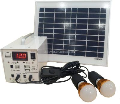 China Home Solar 10w PV Power System 12V DC Backup Battery Box For 4 Led Lights And 2 USB Ports for sale