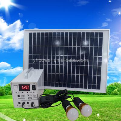 China Home Radio 20W with Type-C 5V USB Bluetooth Speaker PD 12VDC Output Output 4 Bulb Solar Portable System for sale