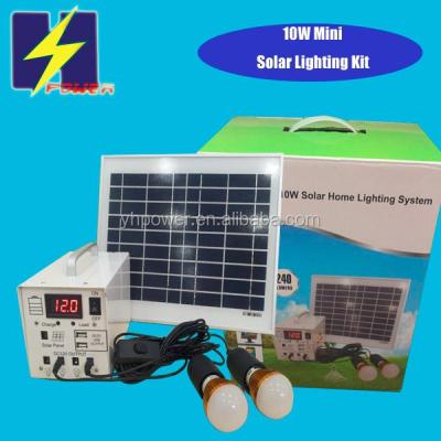 China 10W/20W Home Solar Systems Renewable Energy Lighting Kits Home System 4 Ports 12V+2 5V USB 7AH battery+10W Ports Solar Panel for sale