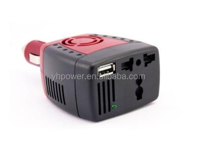 China 150W USB Car Power Inverters 12V DC to AC 220V Auto Power Adapters Car Converter for Mobile Phone Camara etc+USB Port 5V 2.1A 120*63*43mm for sale