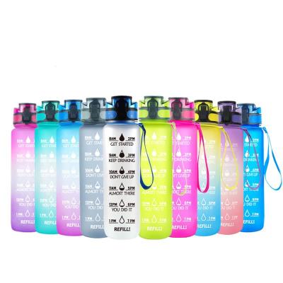 China 1000ml Space Sports Viable Hot Selling Bouncer Bottle Amazon Cover Tritan Cup Gradient Color Summer Water Time Cup Material for sale