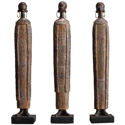 China Resin Nostalgic Home Crafts Style Household Goods African Tribal Art Women Living Room Home Decoration for sale