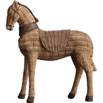 China Nordic style rattan horse resin crafts home decoration home decoration for sale