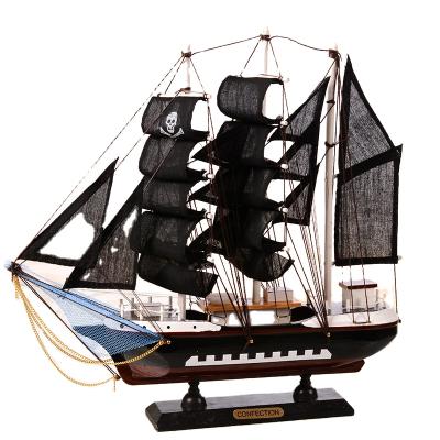 China Household Eco-Friendly Ornament Salon Bionic Polishing Craft Supplying Mediterranean Style Sailboat Souvenir Model Wooden Boat for sale