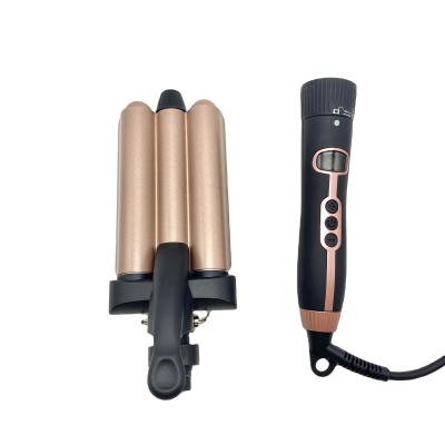 China Adjustable Heat Settings Hair Curling Iron 1 Inch 3 Barrel Hair Crimper Two Speed ​​Temperature Control Ceramic Hair Waving Styling Tools for sale