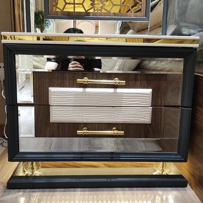 China Hypoallergenic Fashionable Modern Luxury Bedroom Storage Bedside Table 2 Drawer Cabinet Bedroom Furniture Set for sale