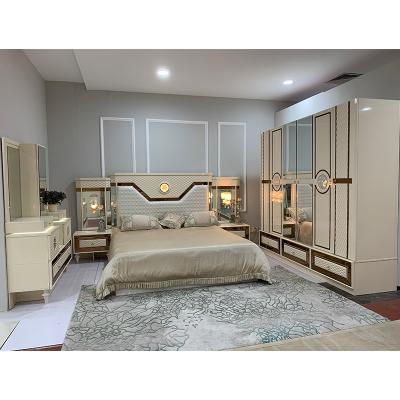 China Hypoallergenic Modern Luxury Turkish Suit Bed Bedroom Furniture White Leather Bed for sale