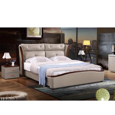 China 9381 FANDI Comfortable Luxury Leather Bed Queen Size Soft Leather Bed for sale